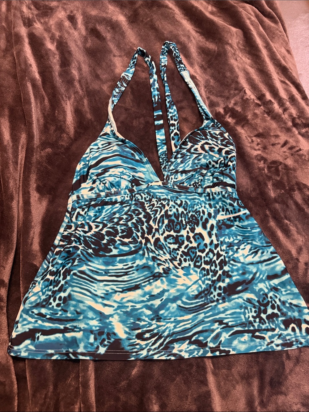 VENUS Blue Teal Animal Print Tankini Top